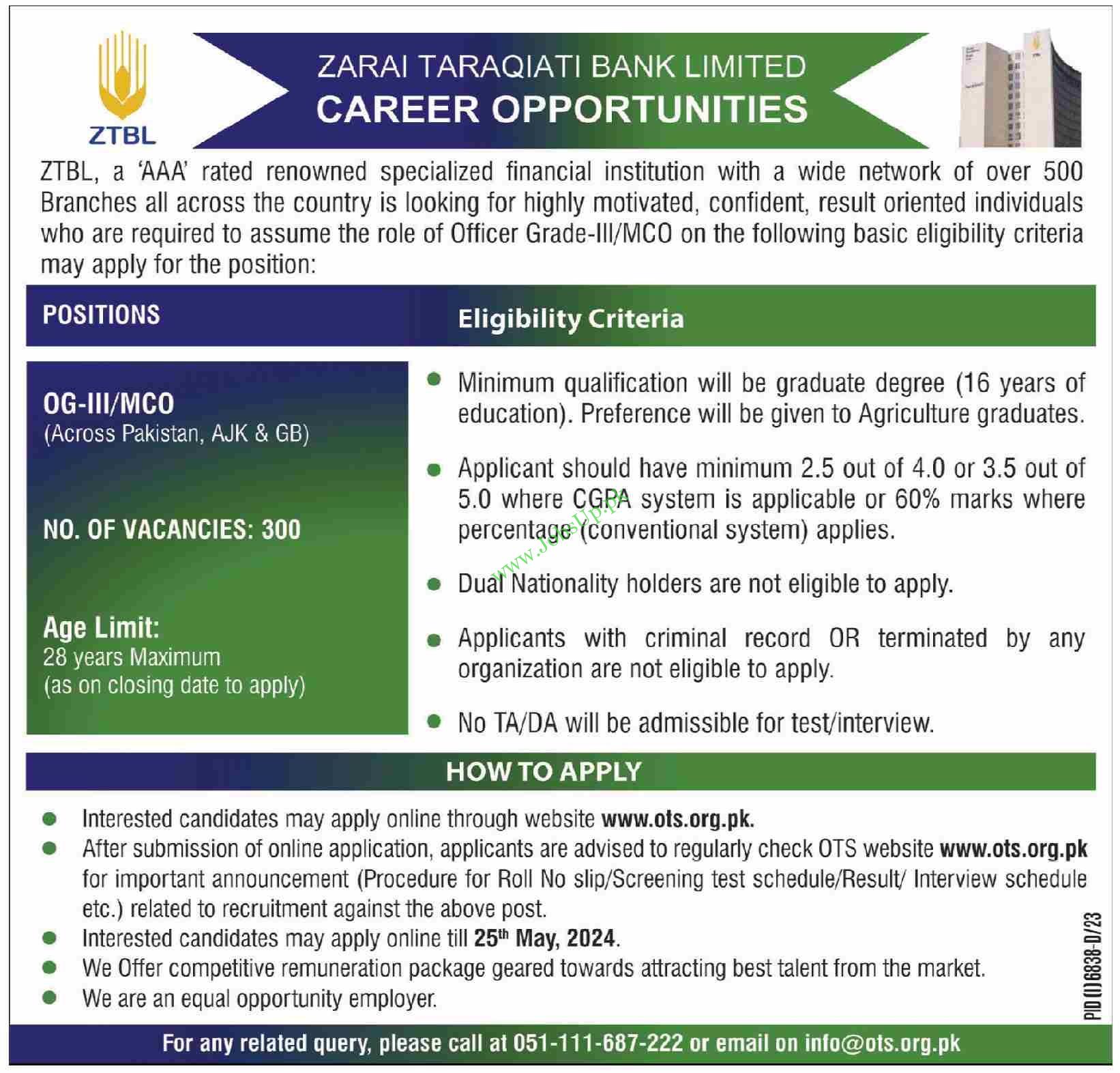 ZTBL Jobs 2024 in Pakistan