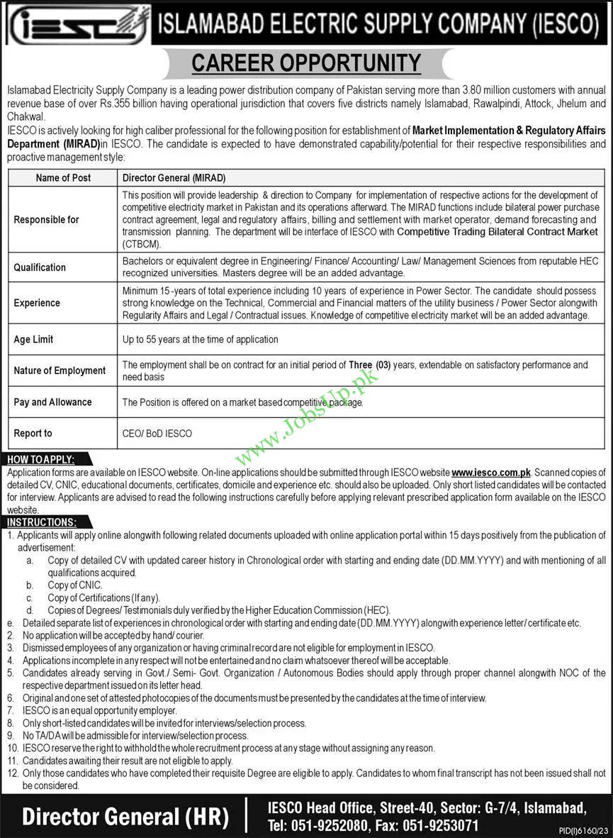 Islamabad Electric Supply Company IESCO Jobs 2024