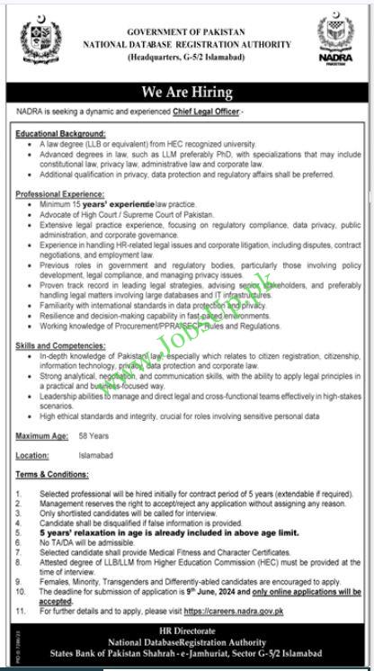 National Database Registration Authority May Jobs 2024