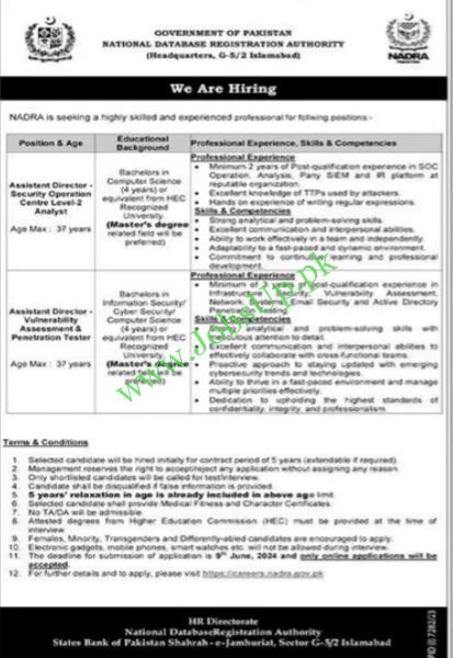 National Database Registration Authority Nadra Latest Jobs 2024